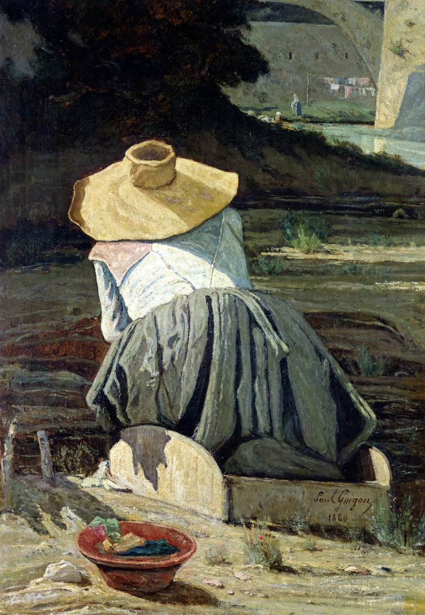 川沿いの洗濯婦、1860 | アートプリント
